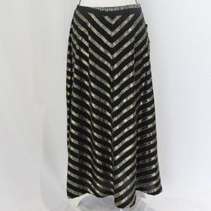 Alfani Black and Gold Striped Midi Skirt